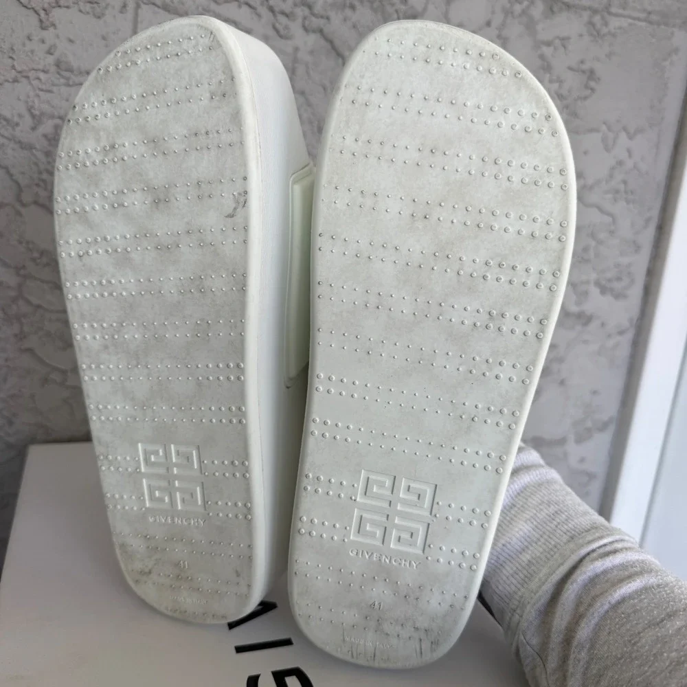 Givenchy Platform Pool Slide‎ Sandals Womens 41 White Rubber Resortwear